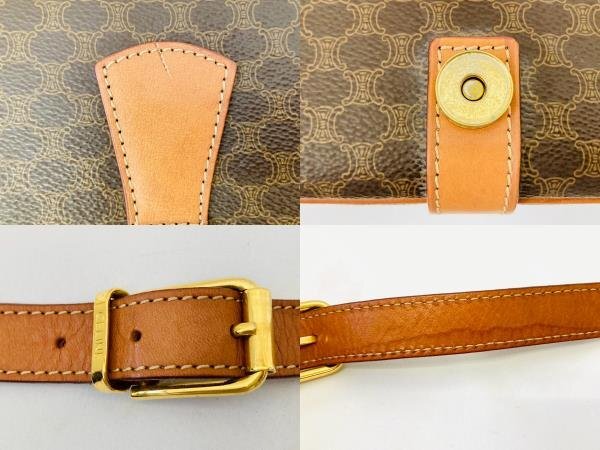 ★CELINE セリーヌ マカダム柄 ショルダーバッグ 斜め掛けバッグ ゴールド金具 ブラウン系★_画像9