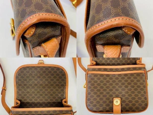 ★CELINE セリーヌ マカダム柄 ショルダーバッグ 斜め掛けバッグ ゴールド金具 ブラウン系★_画像5