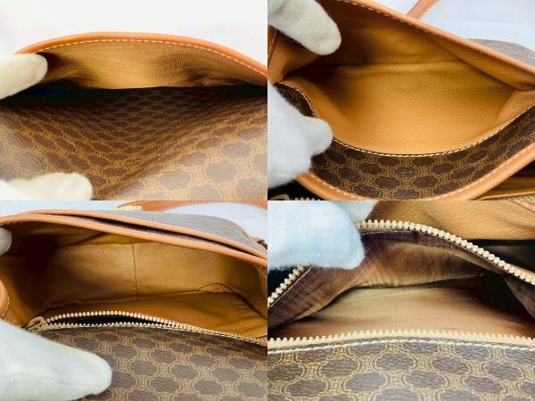 ★CELINE セリーヌ マカダム柄 ショルダーバッグ 斜め掛けバッグ ゴールド金具 ブラウン系★_画像7
