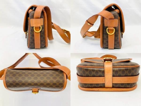 ★CELINE セリーヌ マカダム柄 ショルダーバッグ 斜め掛けバッグ ゴールド金具 ブラウン系★_画像4