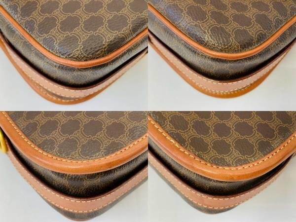 ★CELINE セリーヌ マカダム柄 ショルダーバッグ 斜め掛けバッグ ゴールド金具 ブラウン系★_画像8
