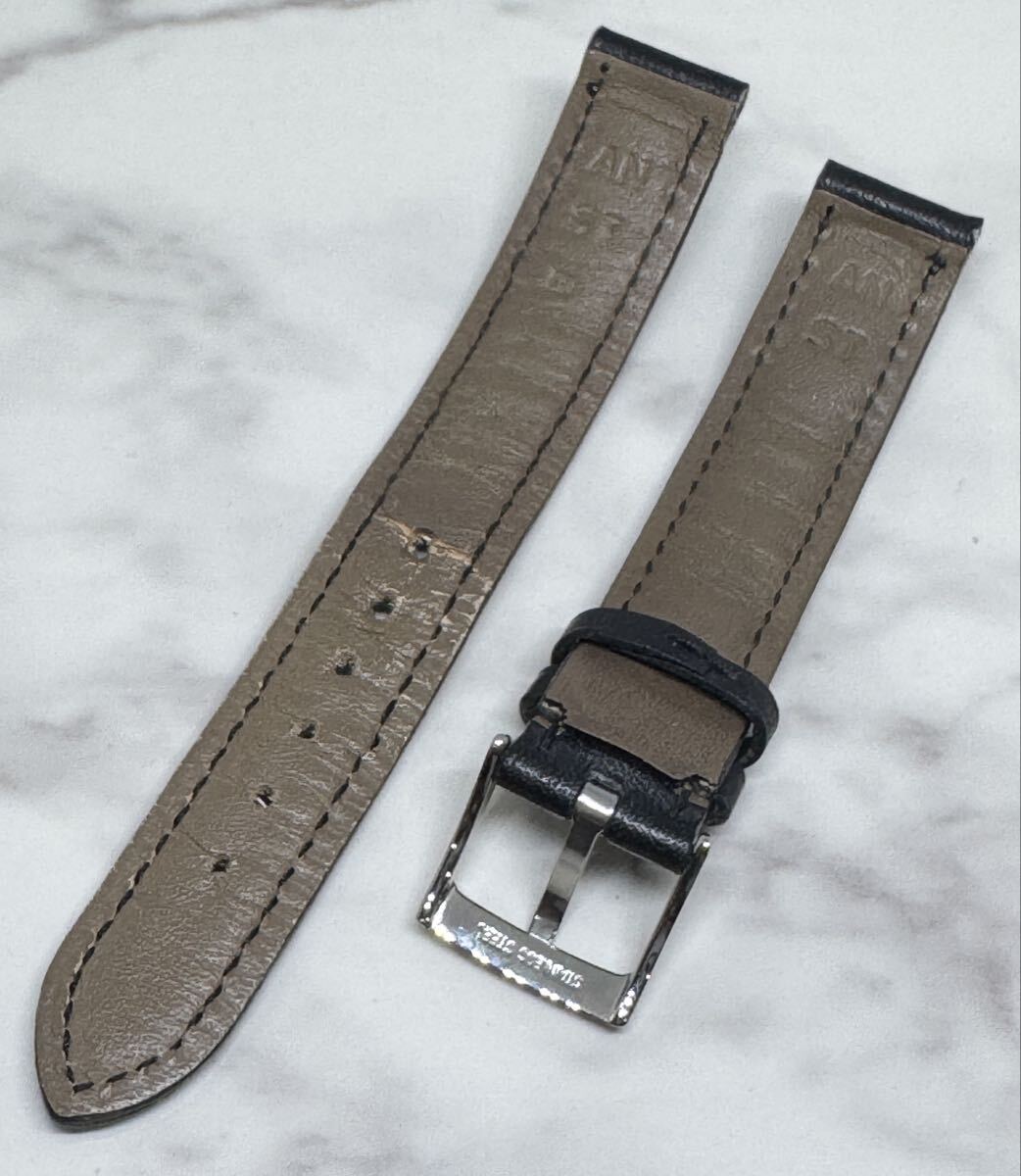BVLGARI ブルガリ シルバーカラー 尾錠付き 革ベルト 黒色 時計部品 パーツ 時計ベルト 純正品_画像3