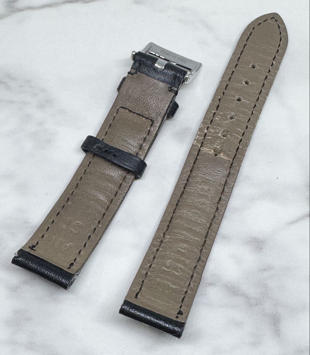 BVLGARI ブルガリ シルバーカラー 尾錠付き 革ベルト 黒色 時計部品 パーツ 時計ベルト 純正品_画像4