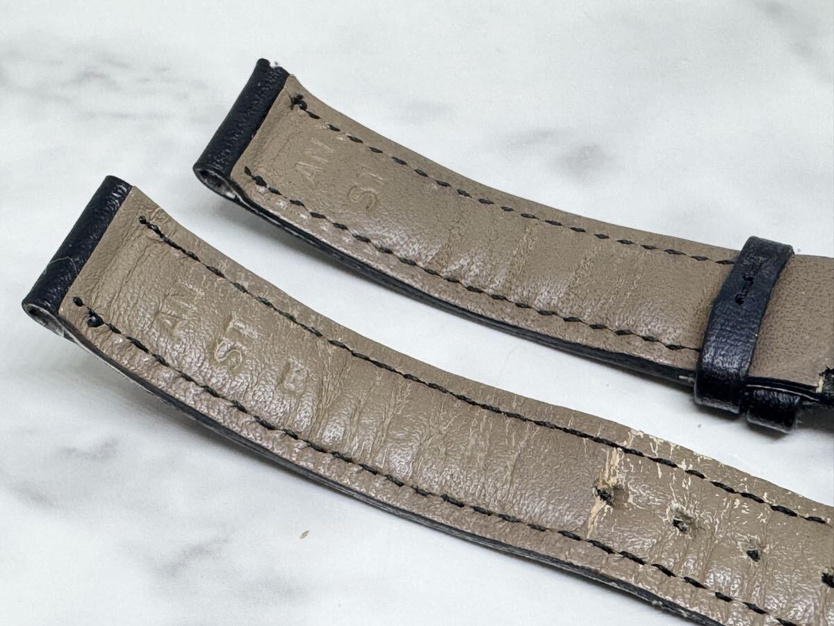 BVLGARI ブルガリ シルバーカラー 尾錠付き 革ベルト 黒色 時計部品 パーツ 時計ベルト 純正品_画像9