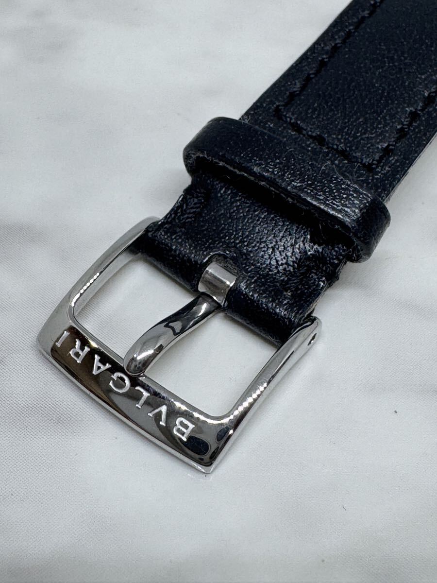 BVLGARI ブルガリ シルバーカラー 尾錠付き 革ベルト 黒色 時計部品 パーツ 時計ベルト 純正品_画像5