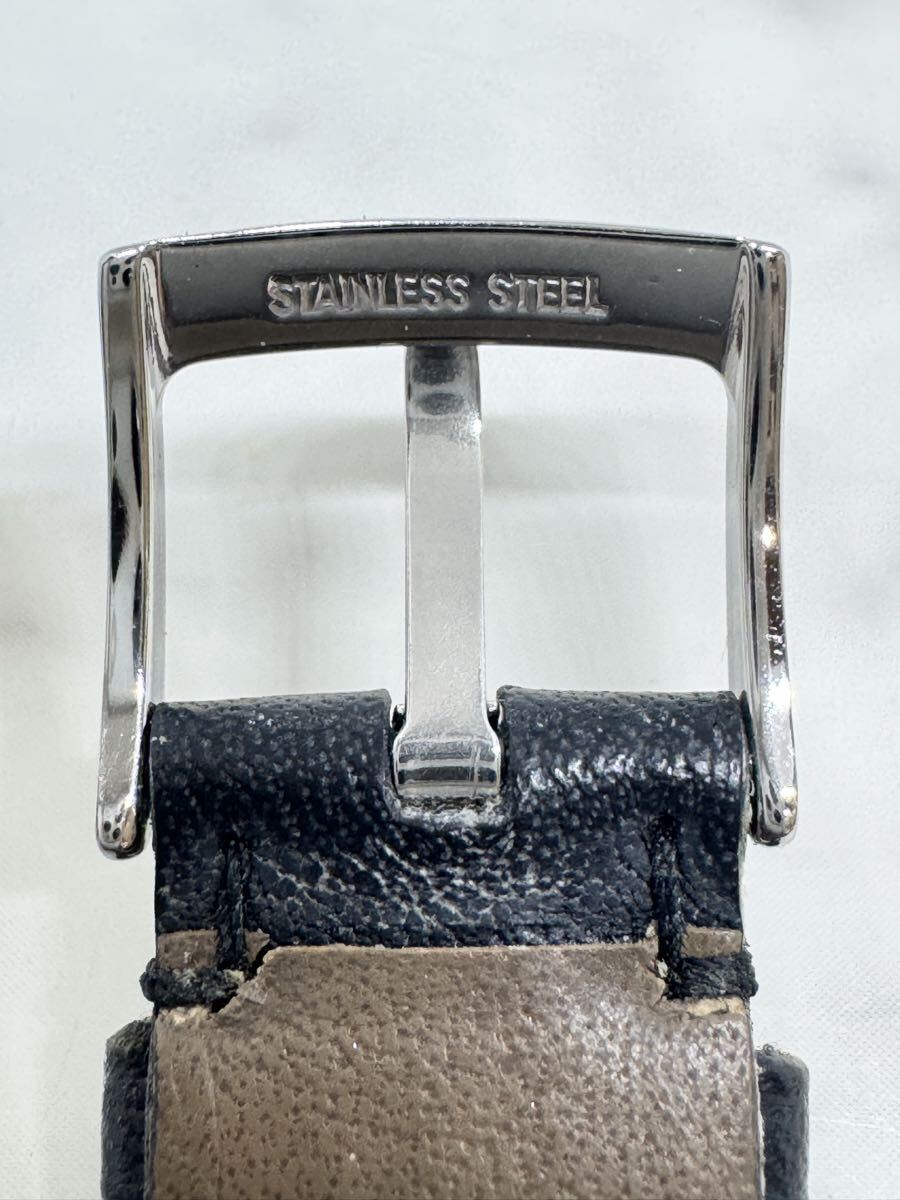 BVLGARI ブルガリ シルバーカラー 尾錠付き 革ベルト 黒色 時計部品 パーツ 時計ベルト 純正品_画像6