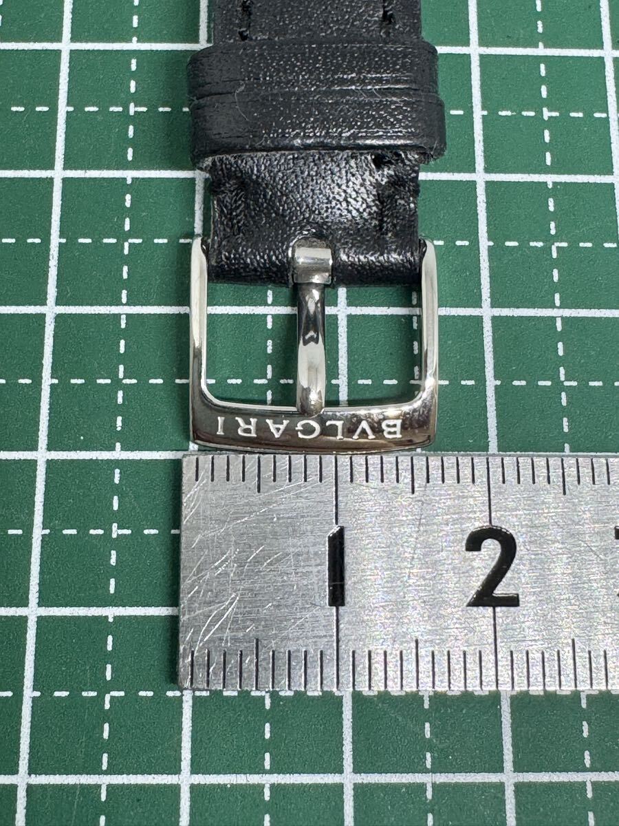 BVLGARI ブルガリ シルバーカラー 尾錠付き 革ベルト 黒色 時計部品 パーツ 時計ベルト 純正品_画像7