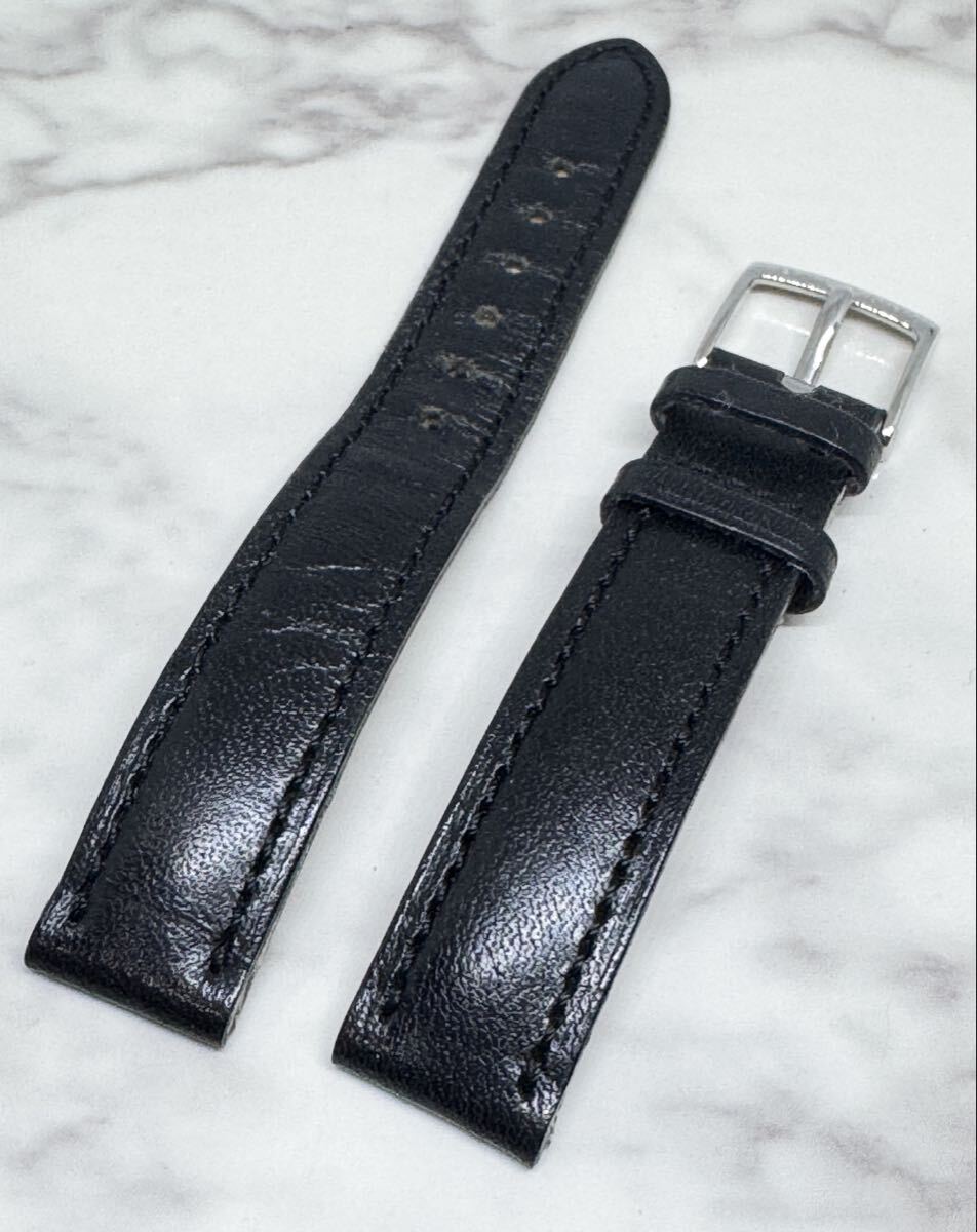 BVLGARI ブルガリ シルバーカラー 尾錠付き 革ベルト 黒色 時計部品 パーツ 時計ベルト 純正品_画像2