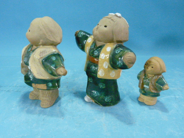 常滑焼　大西元勝作　童人形　三人形　高さ20ｃｍ　保管品_画像2
