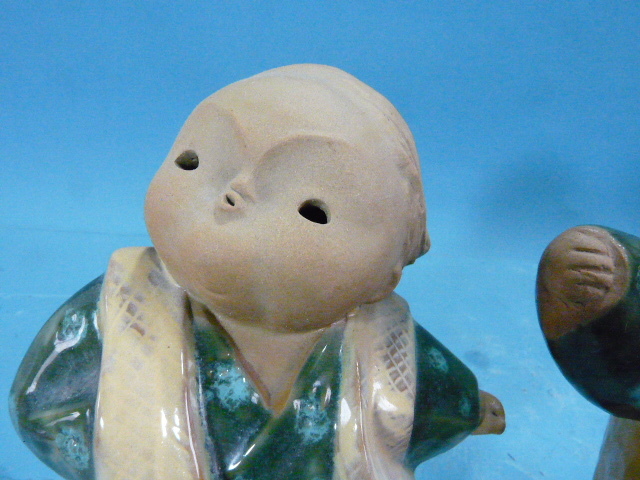 常滑焼　大西元勝作　童人形　三人形　高さ20ｃｍ　保管品_画像5