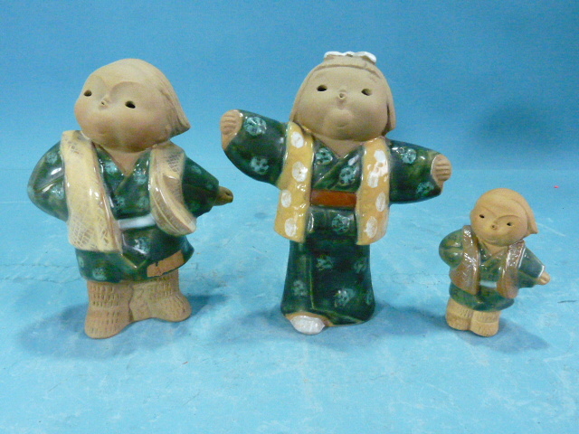 常滑焼　大西元勝作　童人形　三人形　高さ20ｃｍ　保管品_画像9