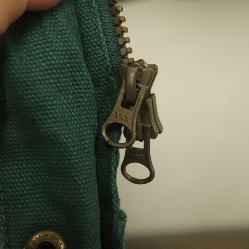 A838 2000年代製 カベラス 襟レザー ダック ハンティングジャケット■00s 表記Mサイズ グリーン アメカジ ストリート アンティーク 90s 80s_画像4