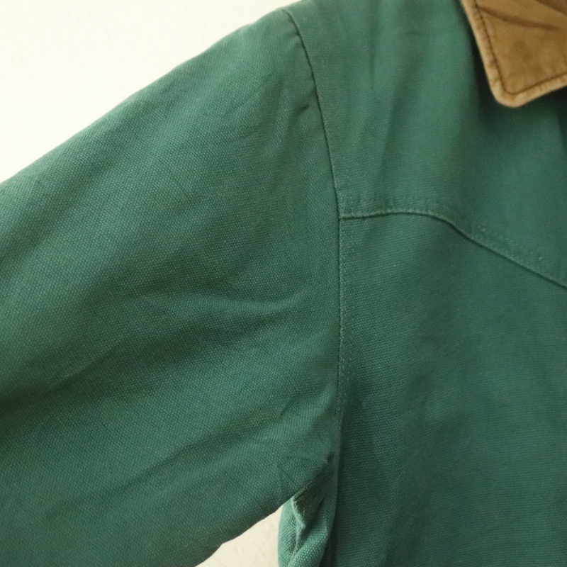 A838 2000年代製 カベラス 襟レザー ダック ハンティングジャケット■00s 表記Mサイズ グリーン アメカジ ストリート アンティーク 90s 80s_画像7