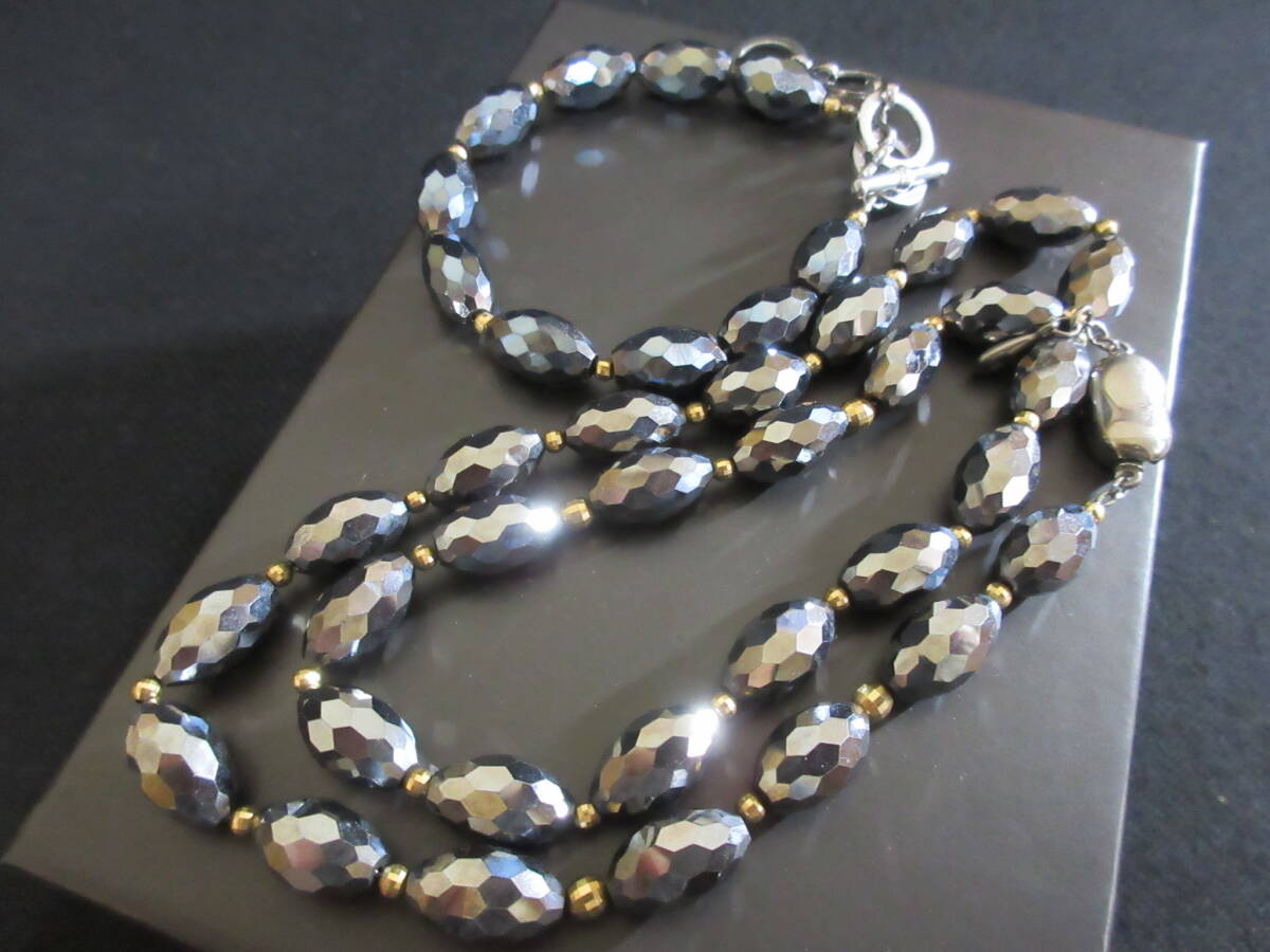 *100 иен ~[ прекрасный товар ]TITANIUM 0.02 TI печать титан tera ад tsu. камень здоровье аксессуары колье & браслет 2 позиций комплект *T-79