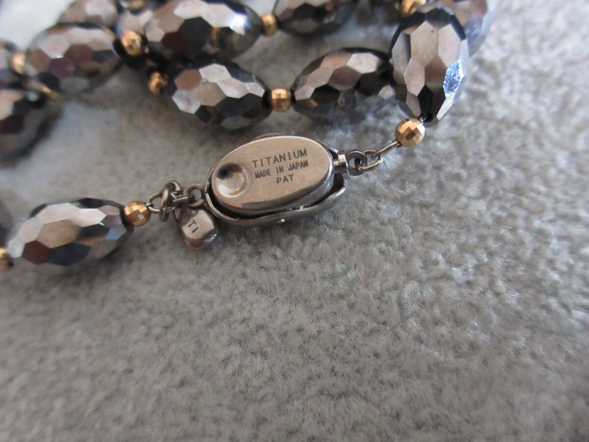 *100 иен ~[ прекрасный товар ]TITANIUM 0.02 TI печать титан tera ад tsu. камень здоровье аксессуары колье & браслет 2 позиций комплект *T-79