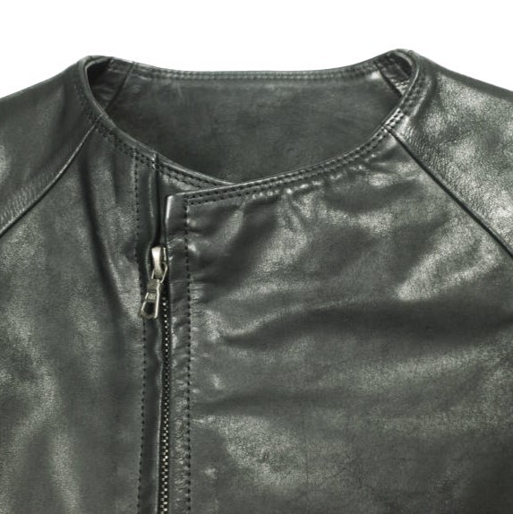 wjk ダブルジェイケイ 日本製 カウレザーシングルライダースジャケット lc40e M BLACK 革ジャン ノーカラー アウター g24282_画像3