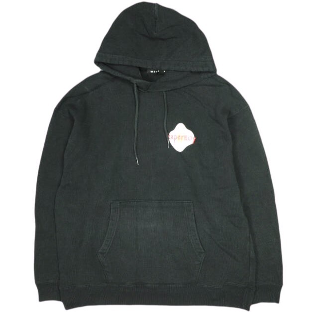 BEAMS x PAPERBOY ビームス ペーパーボーイ 別注 スウェットプルオーバーパーカー 11-13-4233-976 M BLACK 裏毛 目玉焼き トップス g23760_画像2