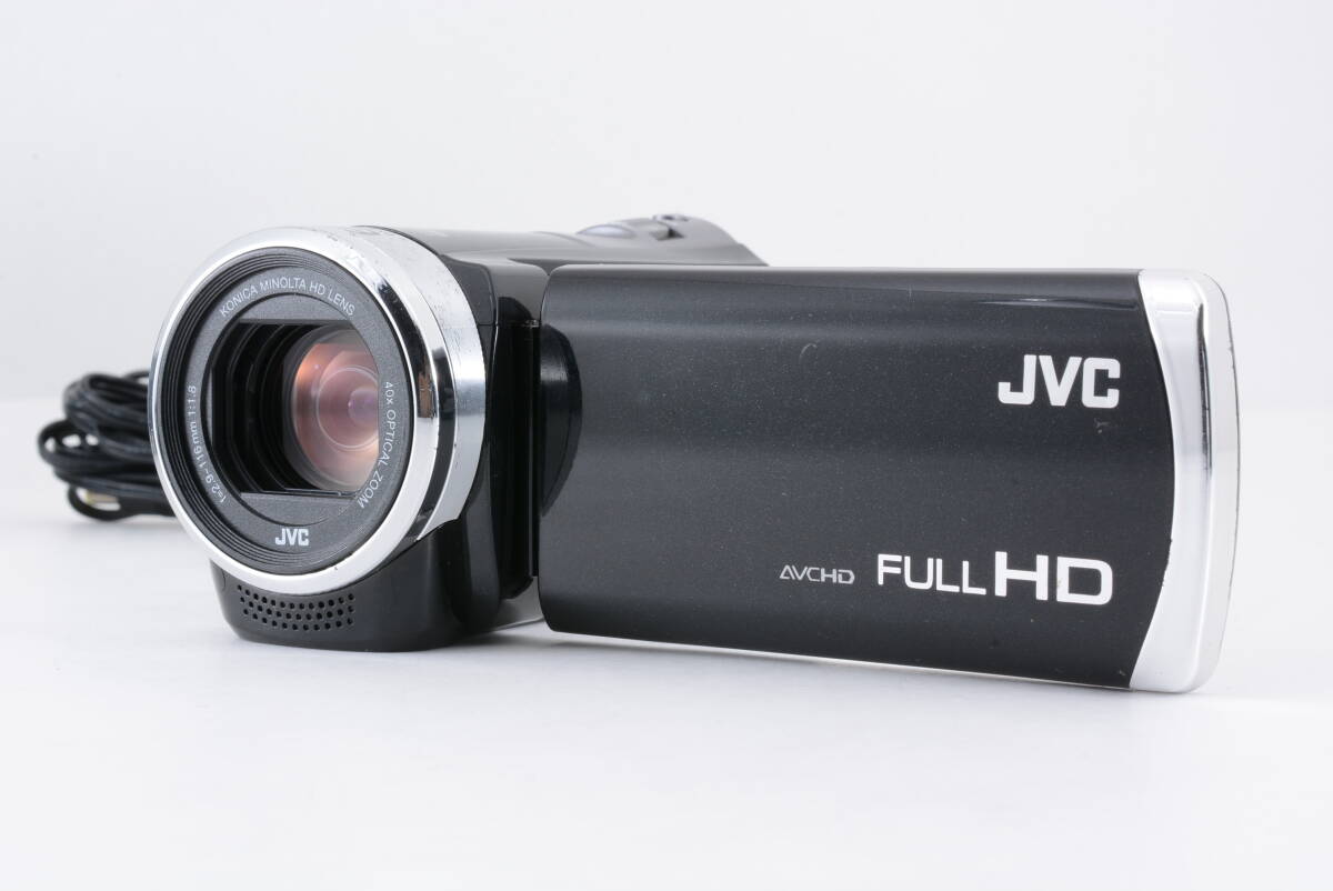 動作品 JVC ケンウッド KENWOOD Everio GZ-HM155-B エブリオ 黒 ブラック デジタルビデオカメラ 充電ケーブル付 管MM3327_画像1