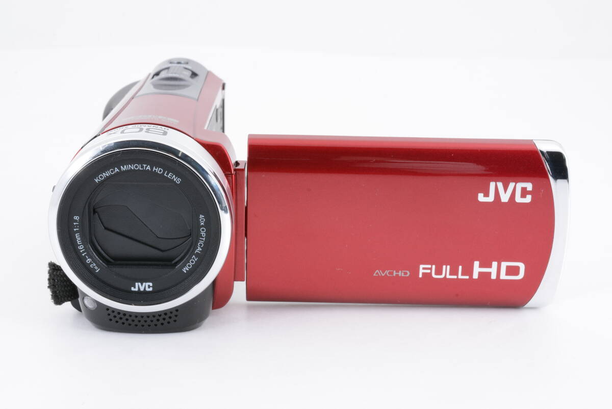 動作品 JVC ケンウッド KENWOOD Everio GZ-E325-R エブリオ 赤 レッド デジタルビデオカメラ 充電ケーブル付 管MM3328_画像2