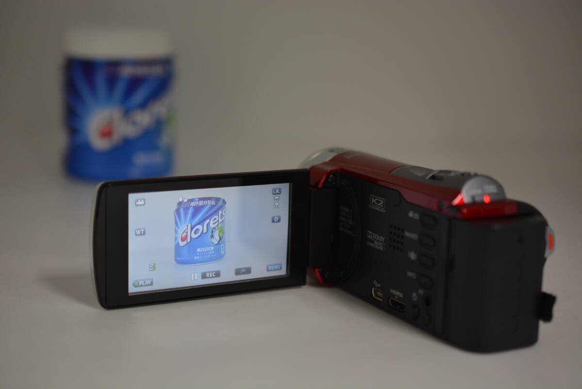動作品 JVC ケンウッド KENWOOD Everio GZ-E325-R エブリオ 赤 レッド デジタルビデオカメラ 充電ケーブル付 管MM3328_画像8