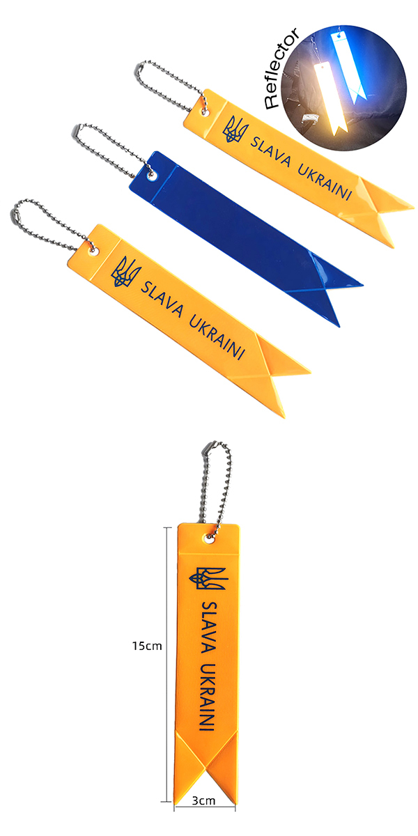 ウクライナ リフレクター ストラップ 5本セット キーホルダー 反射 交通安全 防水 SLAVA UKRAINI_画像4