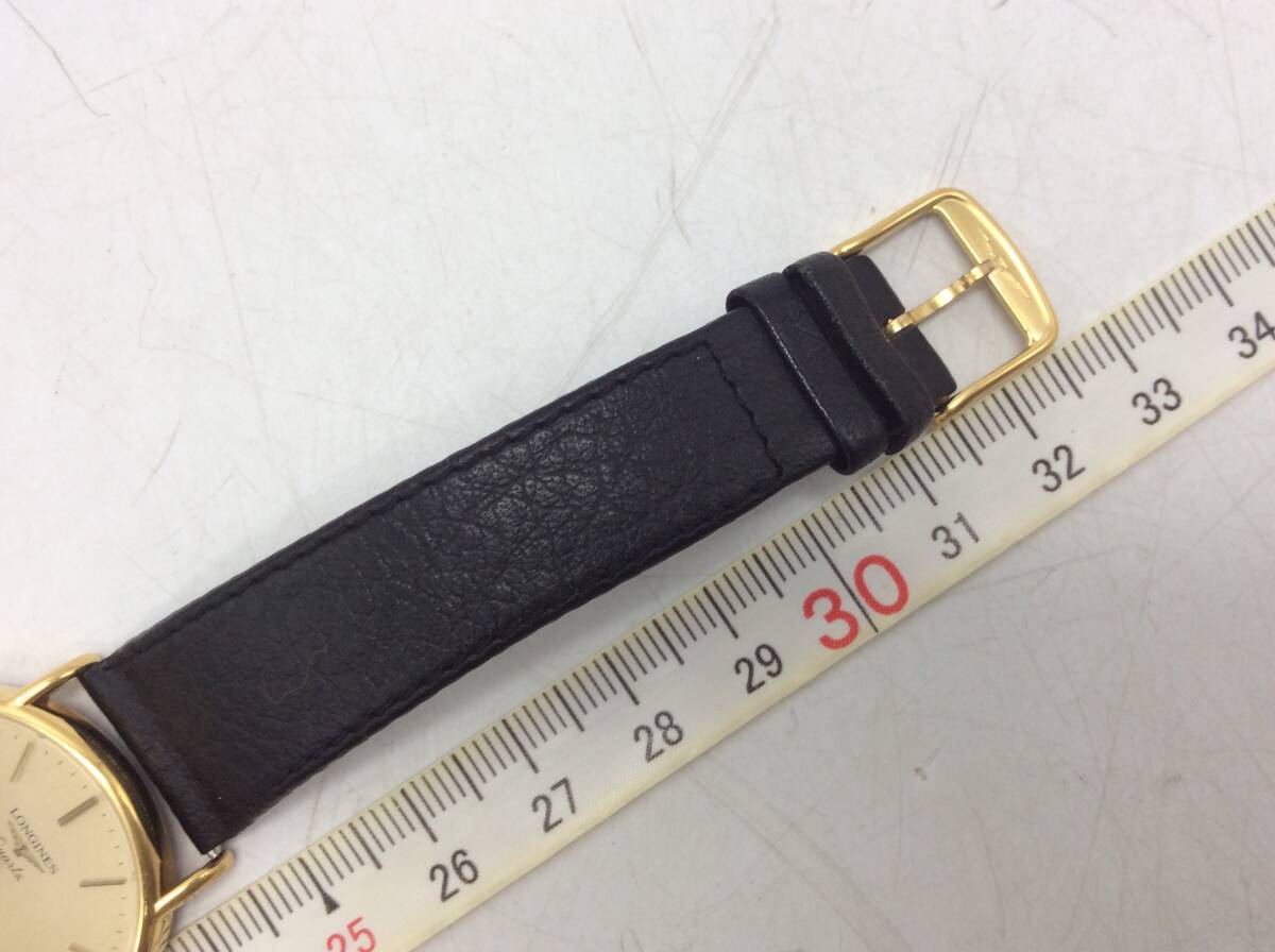 #8739 LONGONES ロンジン Presence クォーツ QZ 不動テスター〇 デイト ラウンド アナログ 3針 ゴールド/金色 長期個人保管品_画像4