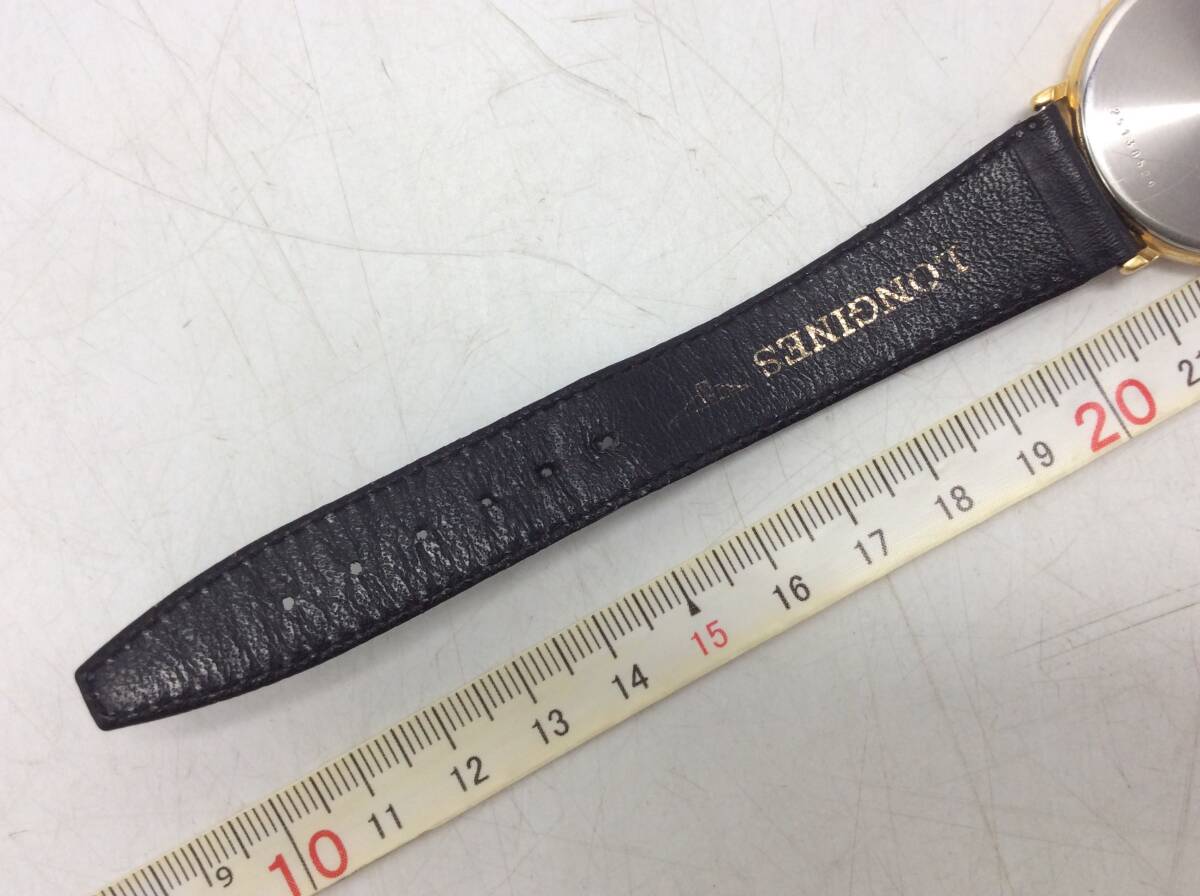 #8739 LONGONES ロンジン Presence クォーツ QZ 不動テスター〇 デイト ラウンド アナログ 3針 ゴールド/金色 長期個人保管品_画像5