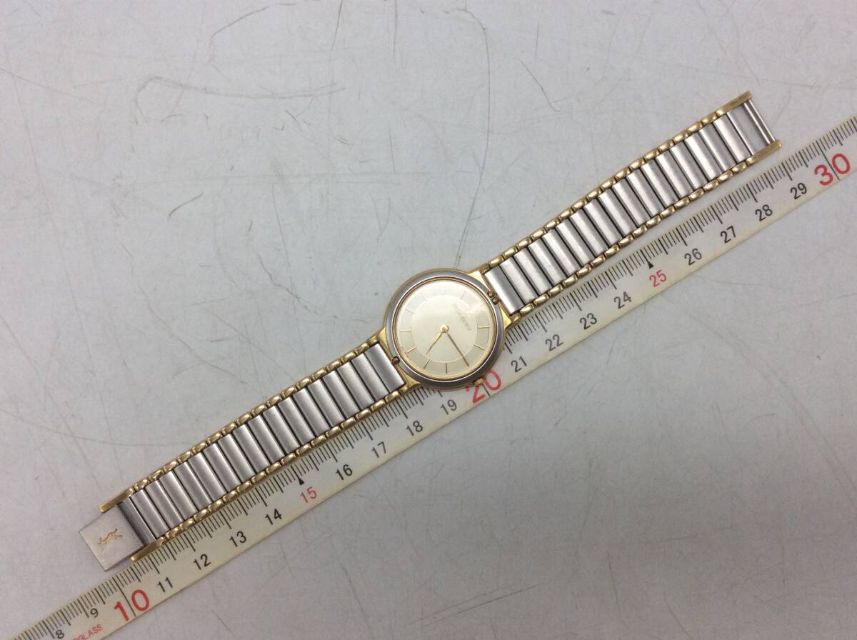 #8740 YSL YVES SAINT LAURENT サンローラン クオーツ 4620-E62267 コンビ 現状不動 テスター〇 ラウンド 2針 アナログ 長期個人保管品_画像1