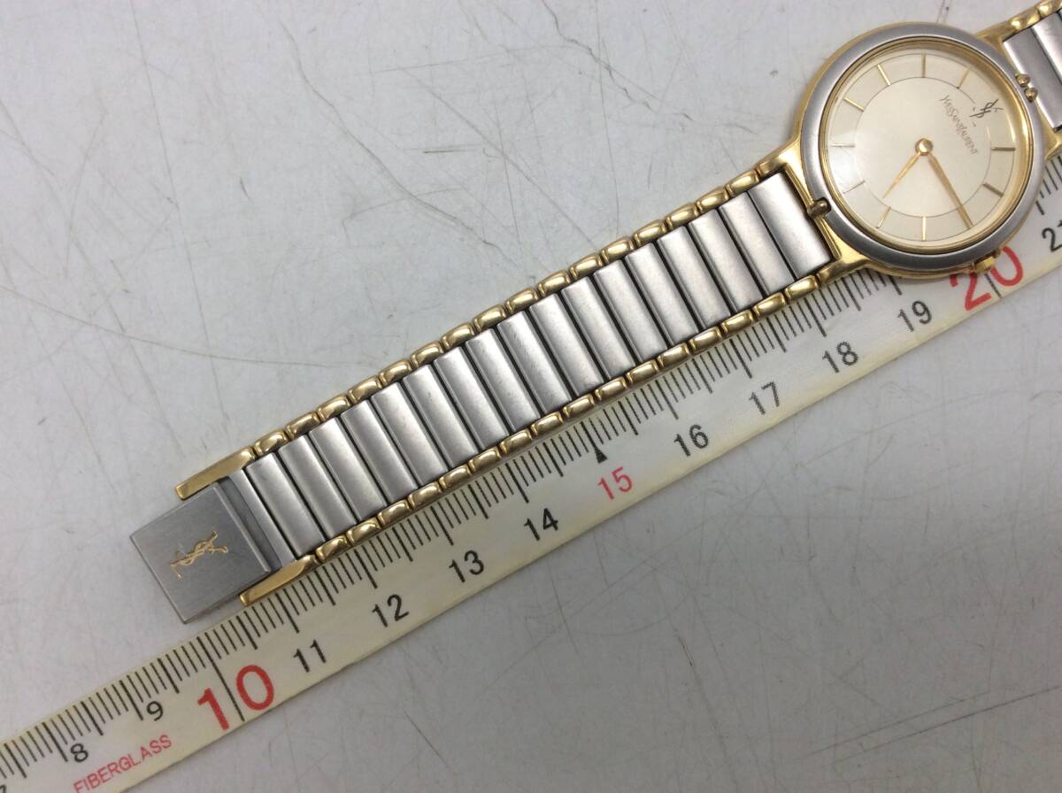 #8740 YSL YVES SAINT LAURENT サンローラン クオーツ 4620-E62267 コンビ 現状不動 テスター〇 ラウンド 2針 アナログ 長期個人保管品_画像2