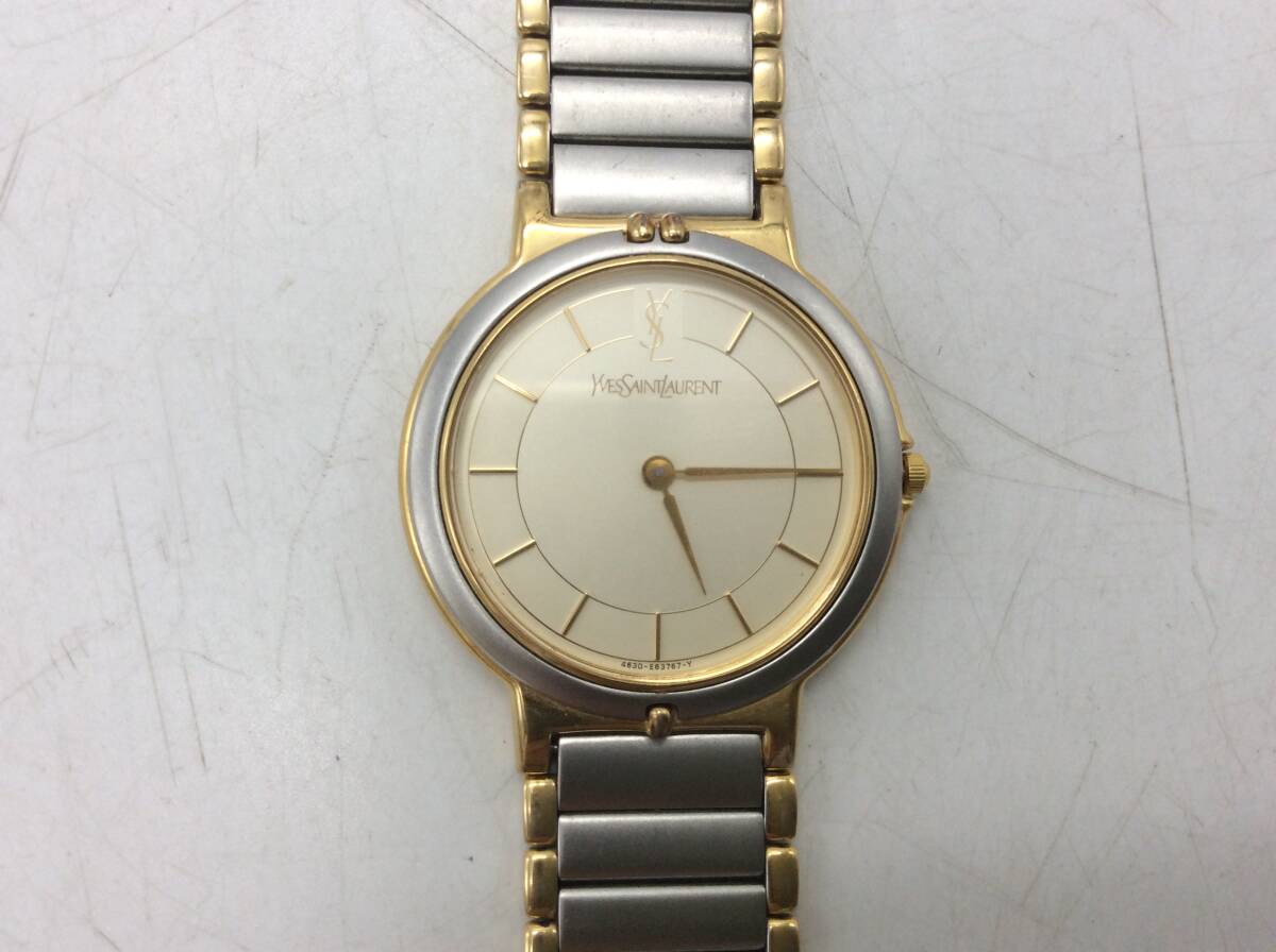 #8740 YSL YVES SAINT LAURENT サンローラン クオーツ 4620-E62267 コンビ 現状不動 テスター〇 ラウンド 2針 アナログ 長期個人保管品_画像8