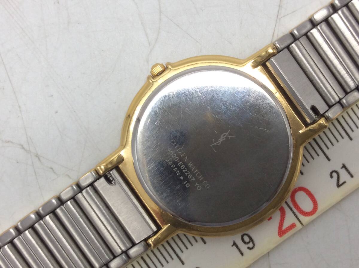 #8740 YSL YVES SAINT LAURENT サンローラン クオーツ 4620-E62267 コンビ 現状不動 テスター〇 ラウンド 2針 アナログ 長期個人保管品_画像6