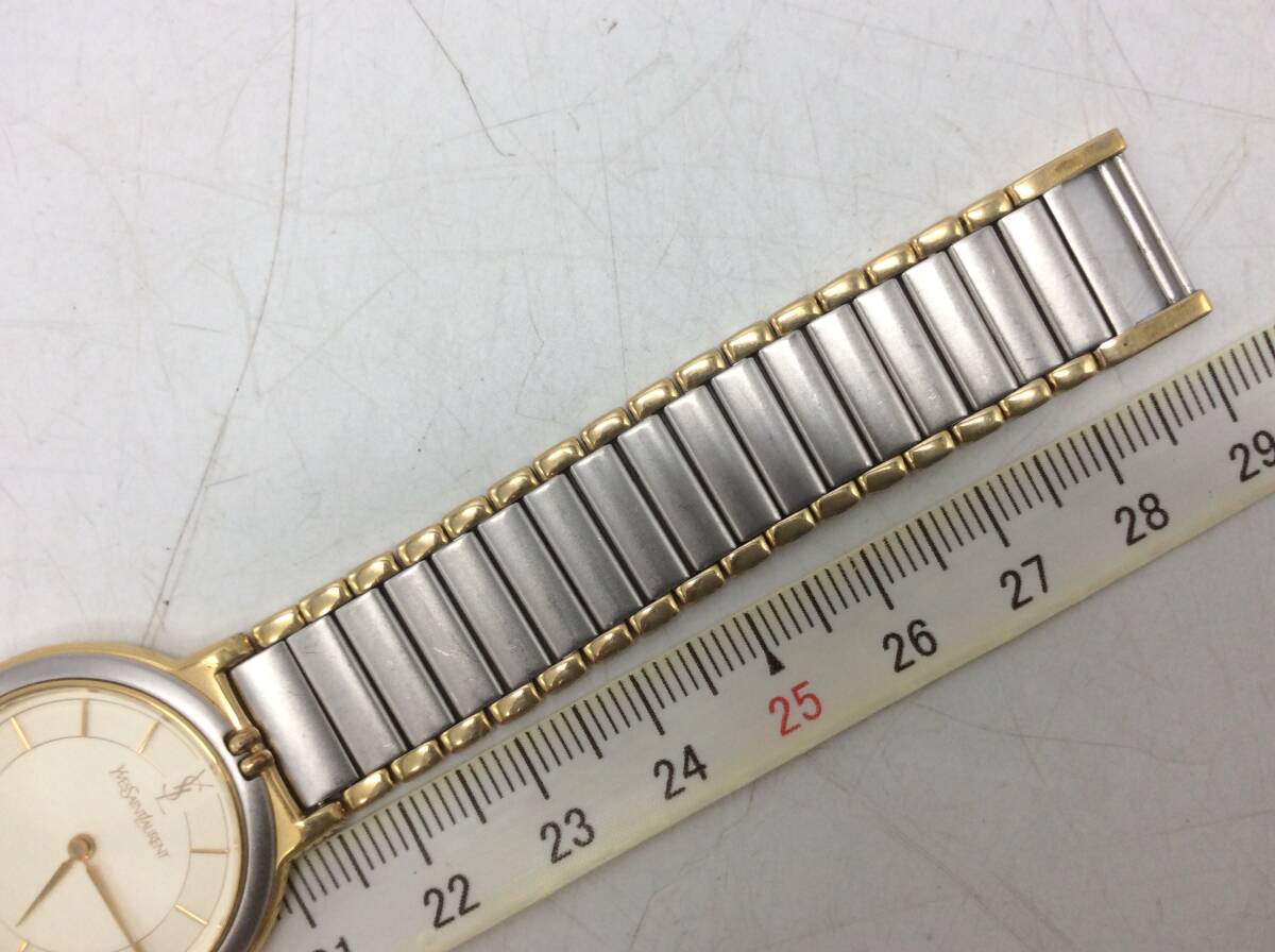 #8740 YSL YVES SAINT LAURENT サンローラン クオーツ 4620-E62267 コンビ 現状不動 テスター〇 ラウンド 2針 アナログ 長期個人保管品_画像4