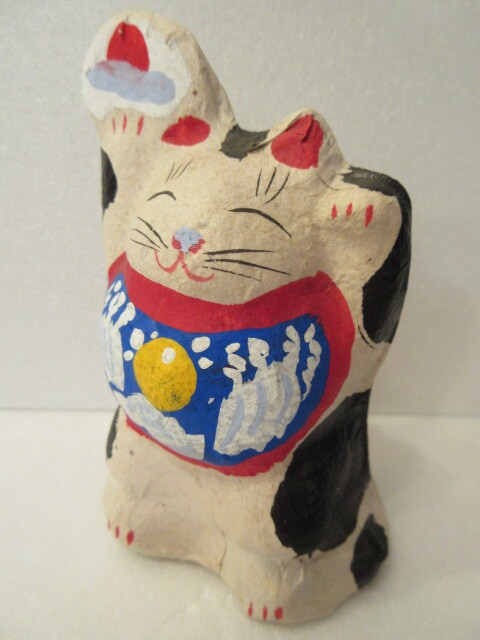 【壽】六原張子 扇で招き猫 澤藤範次郎 在銘範 さわはん工房 岩手県郷土玩具 招き猫 民芸品 _画像4
