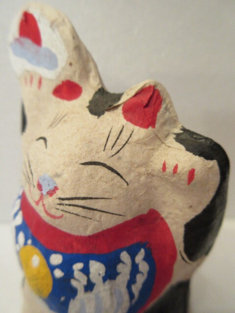 【壽】六原張子 扇で招き猫 澤藤範次郎 在銘範 さわはん工房 岩手県郷土玩具 招き猫 民芸品 _画像7