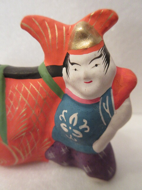 【壽】戦前 江戸趣味小玩具 堤土人形写し 鯛担ぎ二福神 吉田永光 東京都郷土玩具 民芸品 練物 _画像3