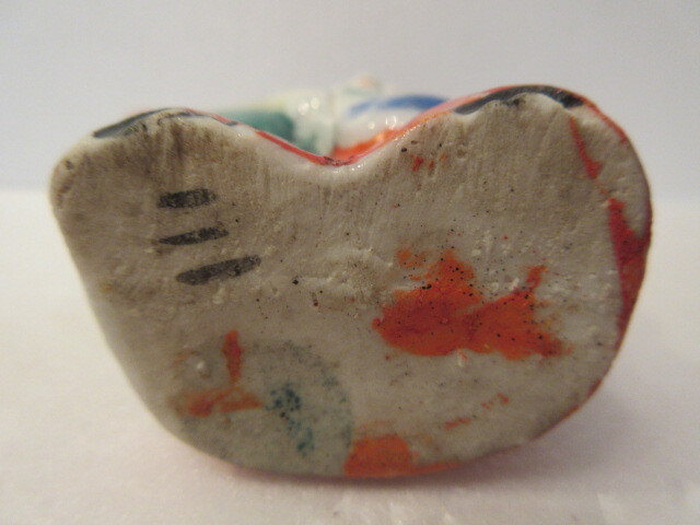 【壽】戦前　磁器人形　扇福助水滴　愛知県郷土玩具　陶器　民芸品　射的人形　書道用品　土人形　縁起物　　_画像10