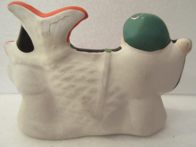 【壽】戦前 江戸趣味小玩具 堤土人形写し 鯛担ぎ二福神 吉田永光 東京都郷土玩具 民芸品 練物 _画像9