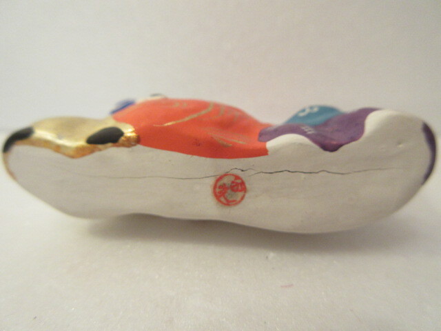 【壽】戦前 江戸趣味小玩具 堤土人形写し 鯛担ぎ二福神 吉田永光 東京都郷土玩具 民芸品 練物 _画像10