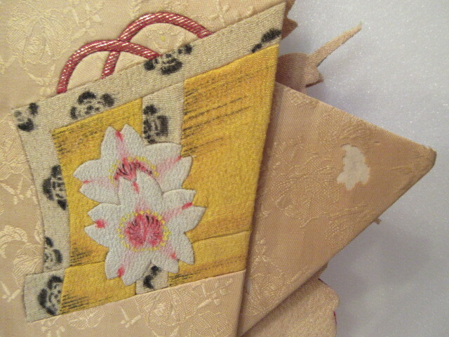 【壽】明治~大正 押絵熨斗 花籠車曳き唐子 お裁縫細工 郷土玩具 民芸品 祝い品 袱紗 花嫁暖簾 ちりめん細工_画像9