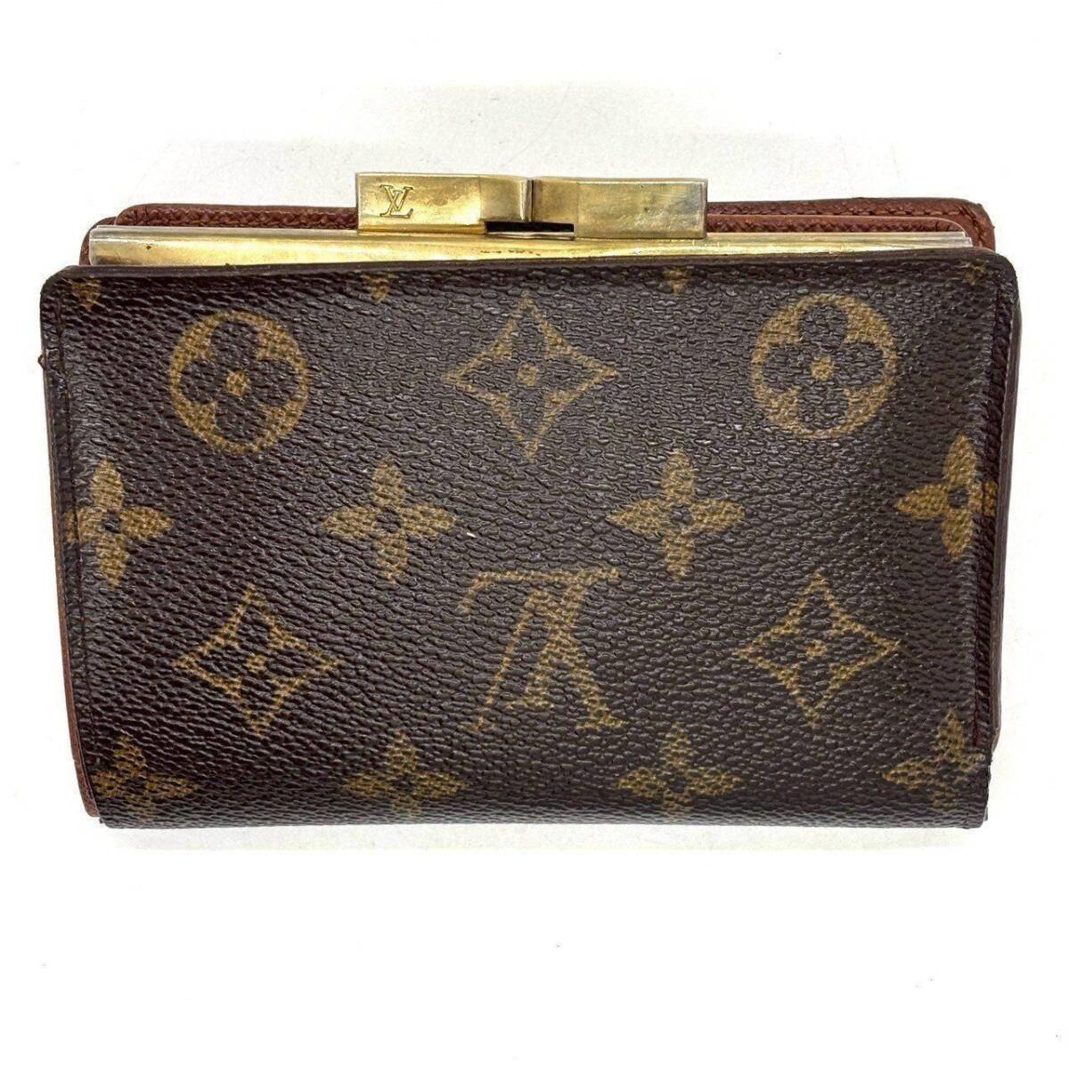 1円　LOUIS VUITTON ルイヴィトン　二つ折り財布 がま口 ポルトフォイユ ヴィエノワ モノグラム カード多収納 USA製 M61674　ブラウン_画像3