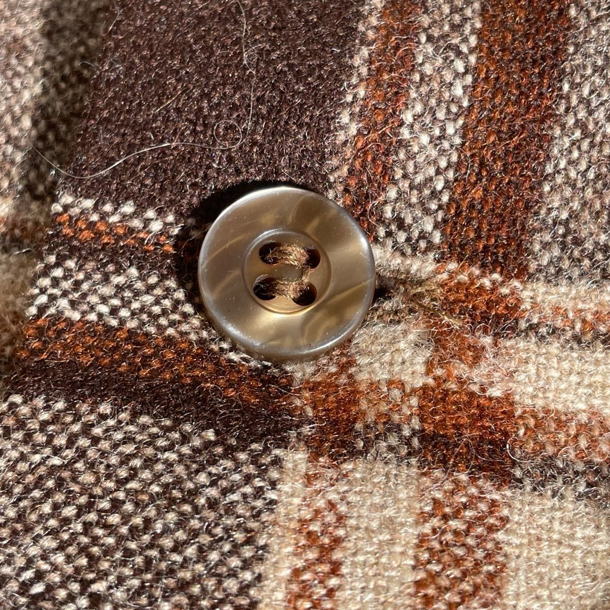 70s ペンドルトン ボードシャツ PENDLETON USA製 チェック ブラウン ウールシャツ オープンカラー 開襟 ボックスシャツ ヴィンテージ_画像6