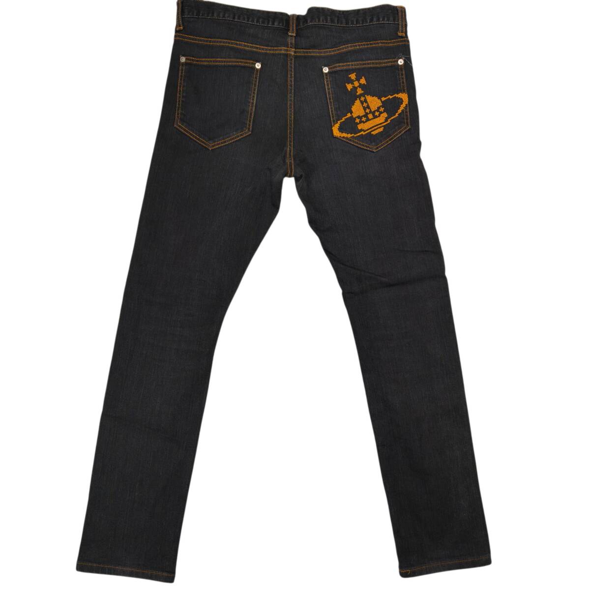 Vivienne Westwood MANo-b вышивка черный Denim брюки размер 48 Япония размер L соответствует сделано в Японии джинсы Vivienne Westwood 