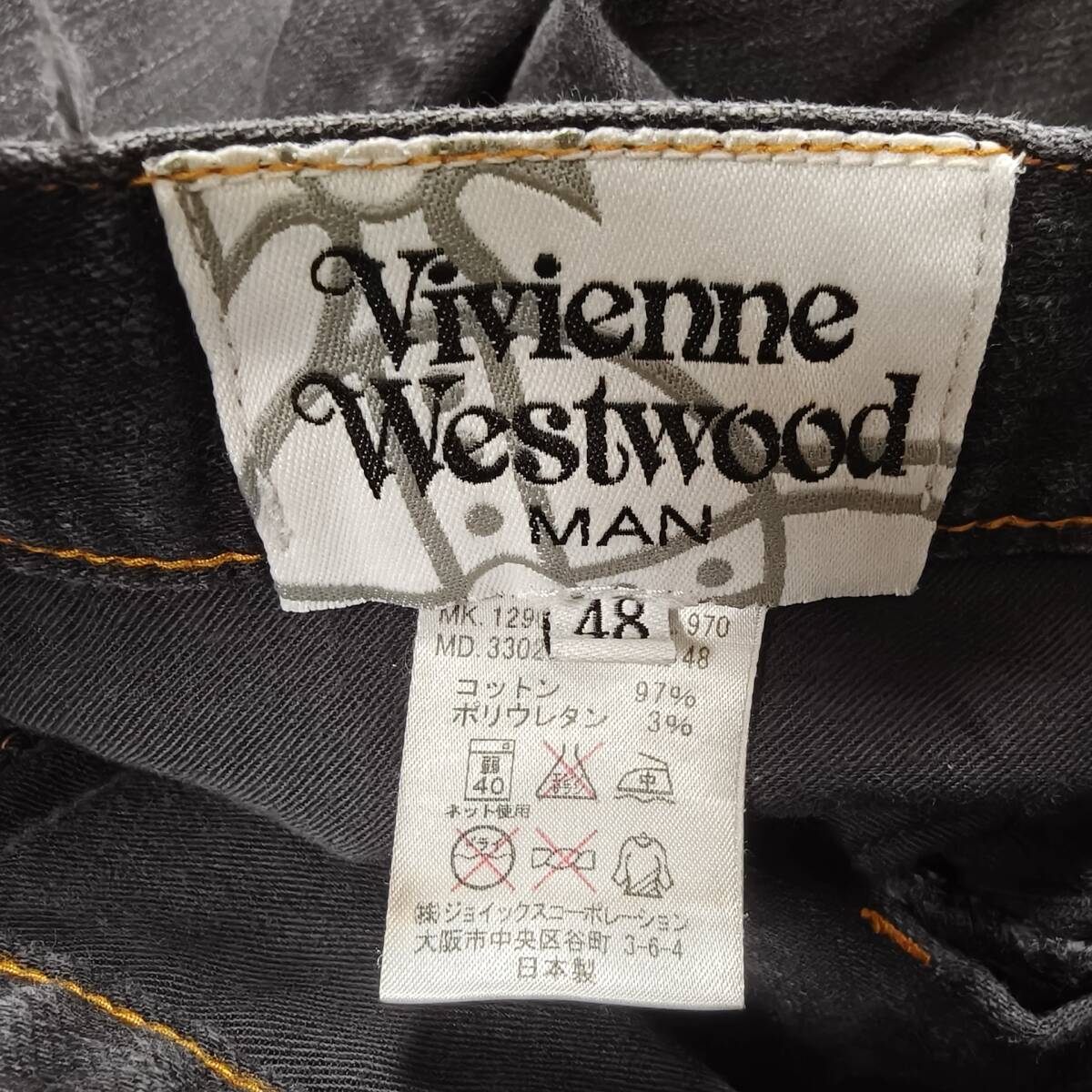 Vivienne Westwood MANo-b вышивка черный Denim брюки размер 48 Япония размер L соответствует сделано в Японии джинсы Vivienne Westwood 