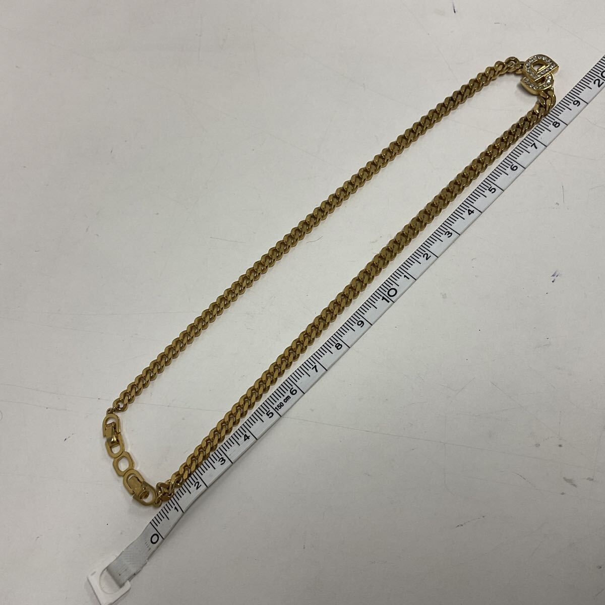 営YS007-60◆ Christian Dior クリスチャンディオール ラインストーン CDロゴ ゴールドカラー ネックレス ブレスレットセット_画像6