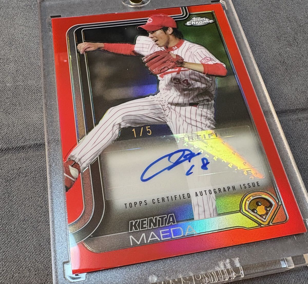 2025 TOPPS NPB CHROME プロ野球 前田健太 1/5 5限定 Red parallel 広島カープ カラーマッチ 楽天イーグルスクローム MLB 1stナンバー_画像2