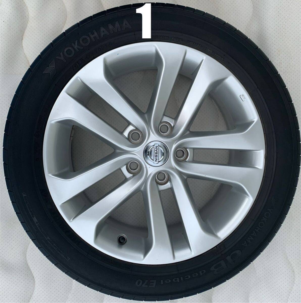 ◆NISSAN 純正 アルミ ホイール 17 インチ 215/55 R17◆17X7J+47◆PCD 114.3+5穴◆ハブ: 約 66ミリ◆2016年 ラジアル タイヤ_画像2