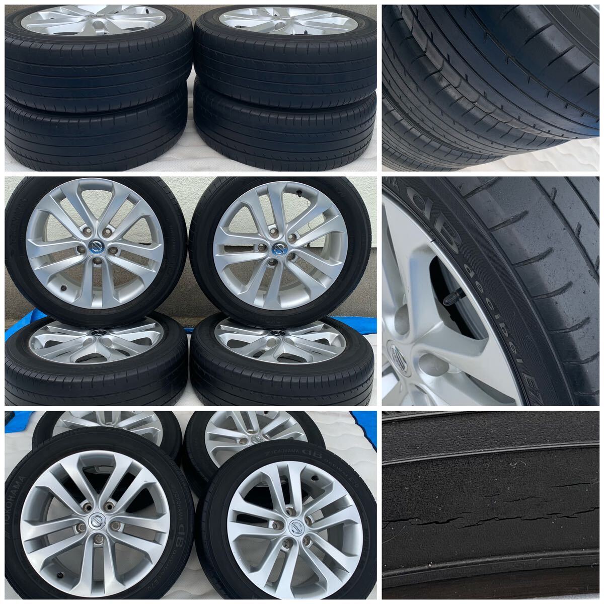 ◆NISSAN 純正 アルミ ホイール 17 インチ 215/55 R17◆17X7J+47◆PCD 114.3+5穴◆ハブ: 約 66ミリ◆2016年 ラジアル タイヤ_画像10