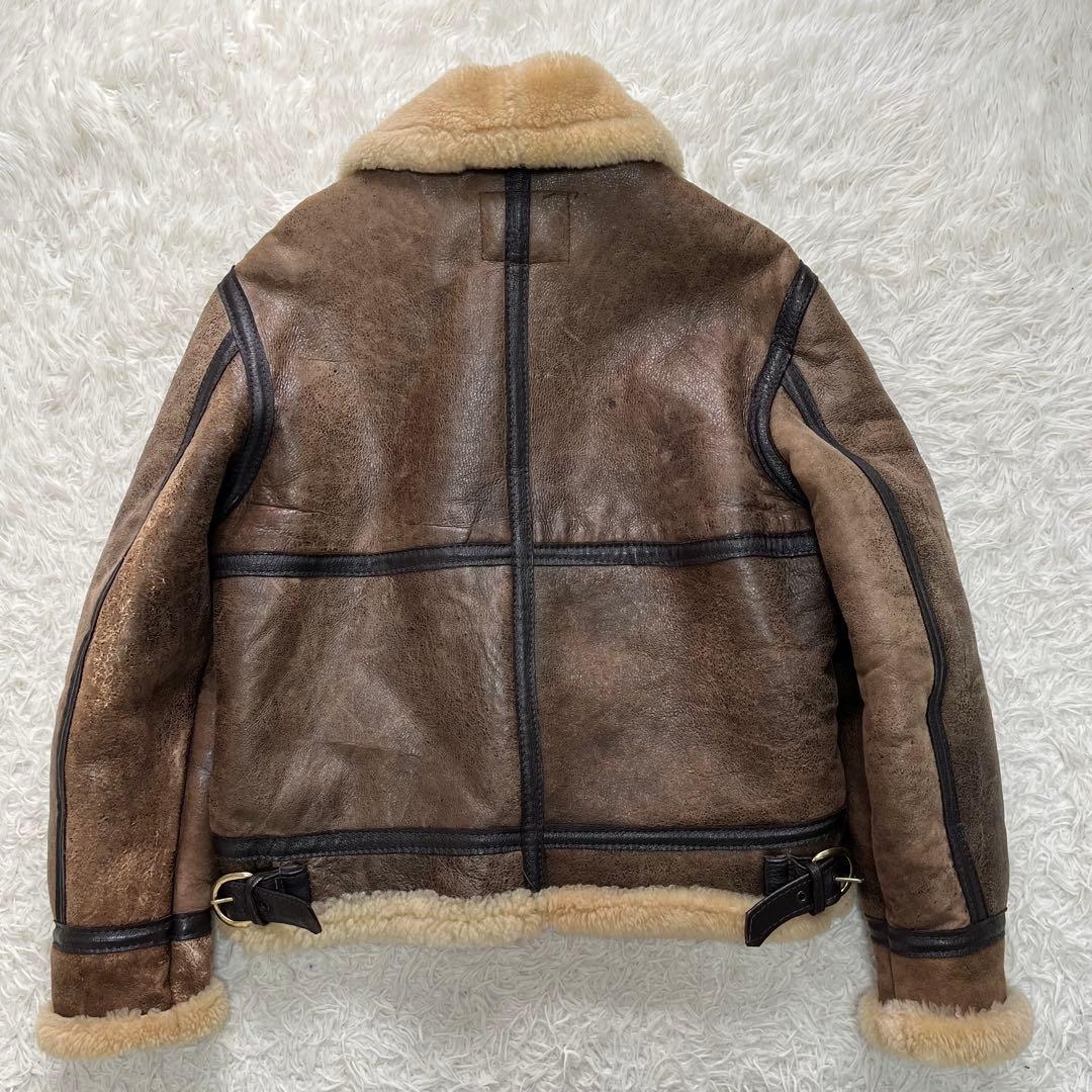 【米国製】希少なサイズ Schott ショット フライトジャケット B-3 ムートン 羊革 レザー 40 肉厚 ボア アウター USA ヴィンテージ_画像8