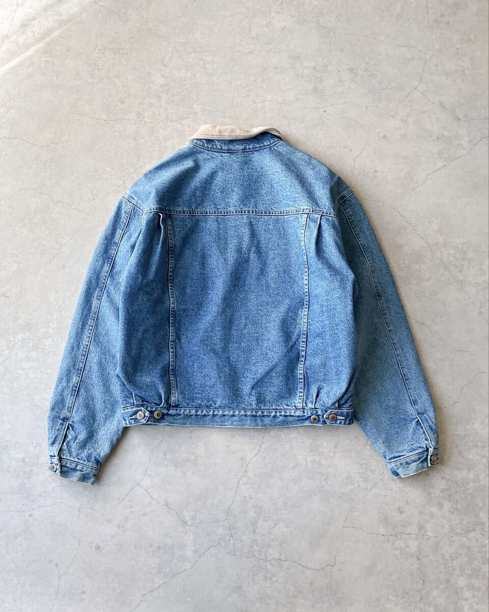 80s 90s Banana Republic TRAVEL ブランケットライナー デニムジャケット トラッカージャケット レザー襟 バナナリパブリック ヴィンテージ_画像2