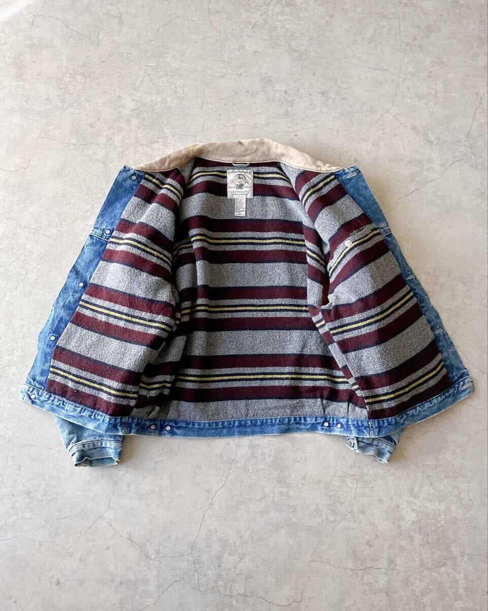 80s 90s Banana Republic TRAVEL ブランケットライナー デニムジャケット トラッカージャケット レザー襟 バナナリパブリック ヴィンテージ_画像3